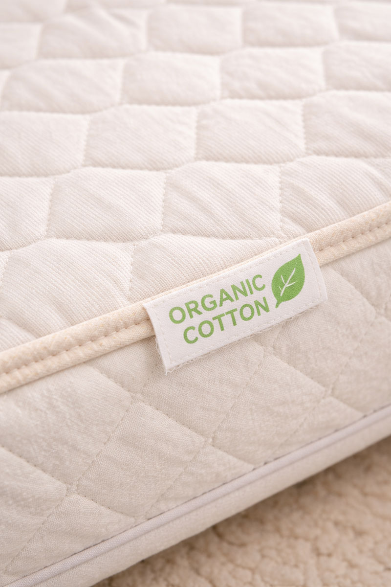 organic cotton crib mattress fabric close view
