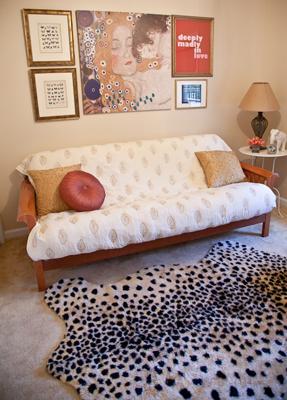 Boaz's Eclectic Nursery w Black and White Cheetah Rug 