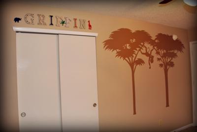 Hand Painted Name Blocks in our Safari Themed Baby Nursery