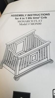Cambridge Echelon Monarch Flat 4 in 1 Model # MON00 Baby Crib Owner's Assembly Instructions Manual Diagram