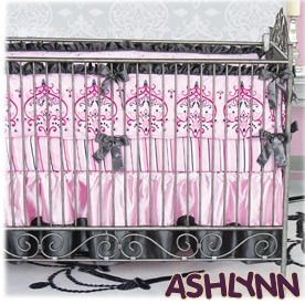 pink and black princess nursery theme crib bedding set