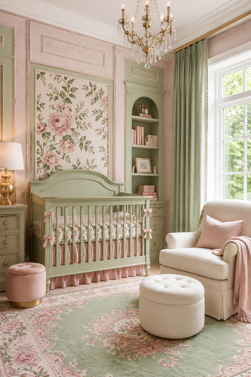 Pink and Green Nursery Ideas with Sage, Blush and Floral Decor