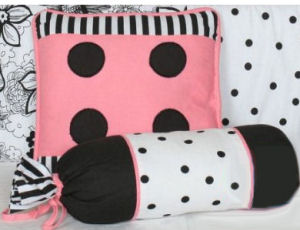 French pink and black floral and polka dots baby girl crib bedding and nursery decorations