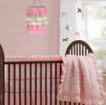 Pink and brown custom DIY baby girl nursery curtains panels