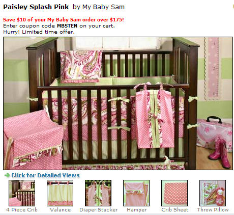 pink white and green baby girl bedding nursery crib set