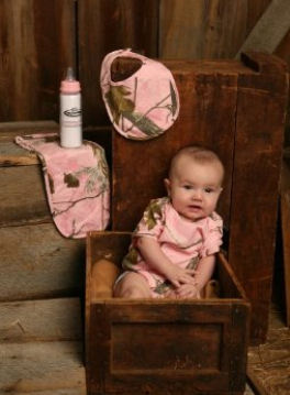 Pink Realtree Camo Baby Clothes for a Baby Girl Rustic Hunting Theme Portrait