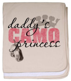 Daddy's pink camo princess baby blanket with military dogtags