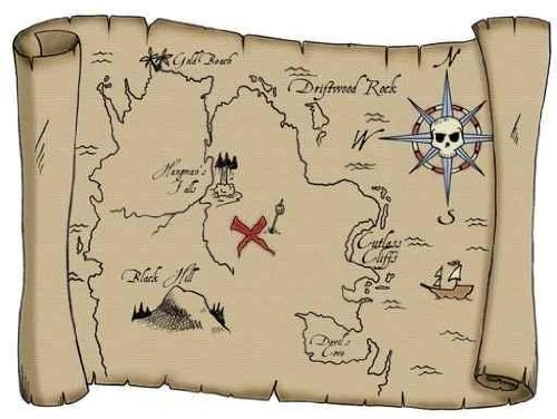 Vintage pirate treasure map wall art