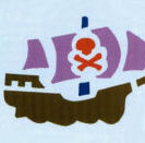 Pirate ship skull and crossbones baby nursery wall stencil pattern template