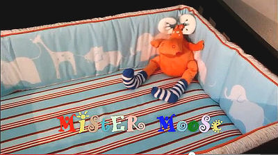 The baby's orange stuffed toy, Mr. Moose