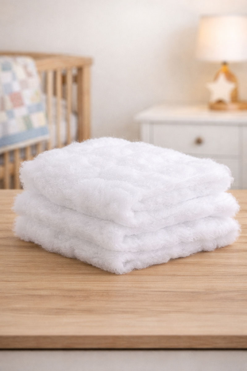 Lofty polyester batting used inside a crib quilt