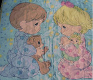 Precious Moments Baby Quilt with Boy and Girl Praying