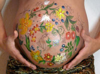 pregnant belly paintings flowers floral pictures