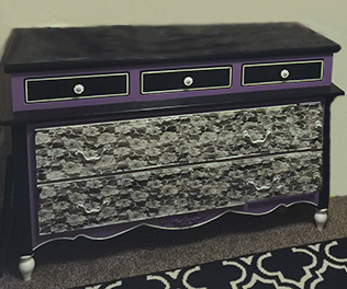 Reclaimed purple black and white painted baby dresser nursery changing table