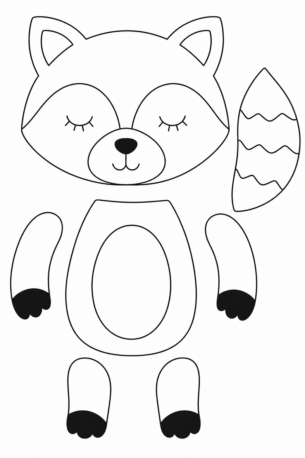 Printable raccoon felt template for a woodland crib mobile