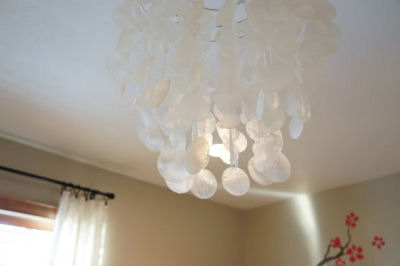 Capiz shell chandelier baby nursery ceiling light fixture