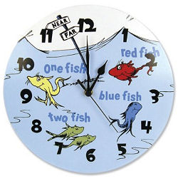 Dr dr Seuss red fish blue fish one fish two fish nursery wall clock