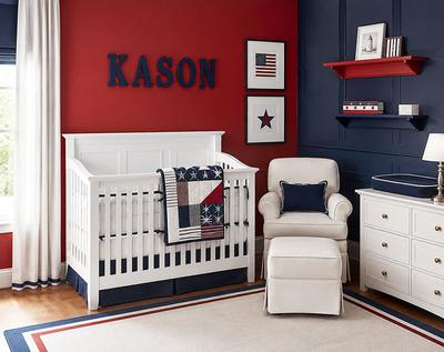 Red white and blue baby boy patriotic nursery room theme