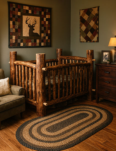Rustic log cabin decorating ideas for a bear moose theme room
