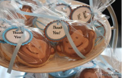  baby boy shower monkey theme decorated blue and brown cookies food snacks finger