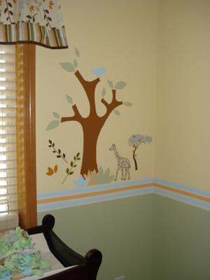 jungle safari baby nursery wall pictures tree giraffe