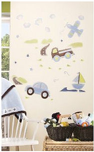 Sailboat baby nursery wall decals and stickers for a baby's sailing theme room