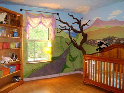 Scottish Nursery Theme with a Blue Sky Ceiling Painting