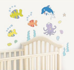 Under the Sea Ocean Tropical fish baby nursery wall decals