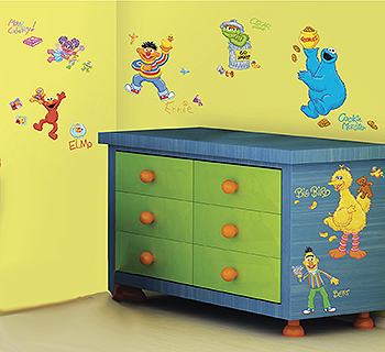 Sesame Street baby nursery wall mural ideas