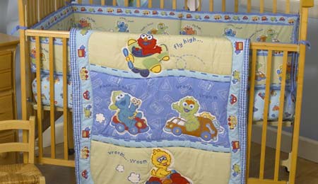 sesame street baby crib bedding comforter nursery fabrics elmo big bird burt ernie 