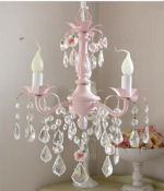 shabby chic baby girl nursery chandelier pink crystal iron metal roses elegant vintage