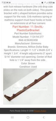 Simmons crib post bracket 