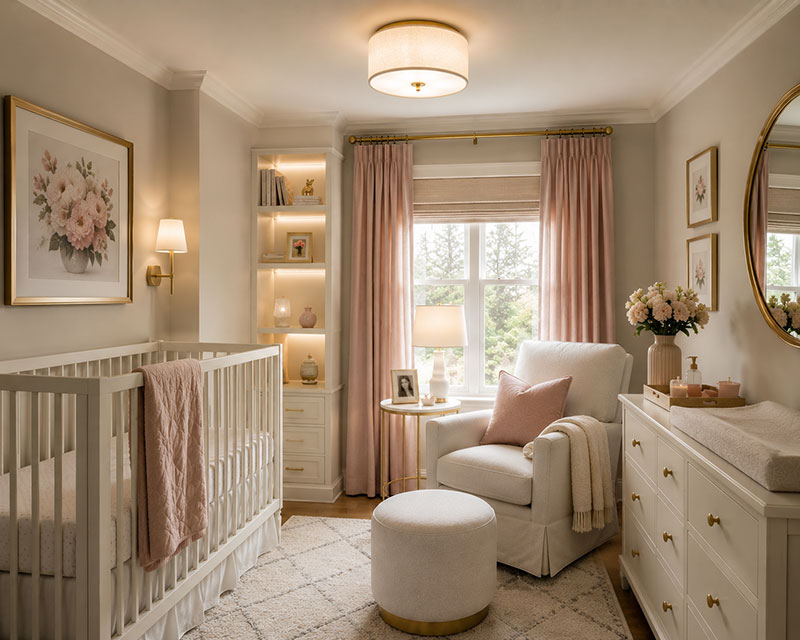 small nursery lighting ideas with a modern ceiling fixture
