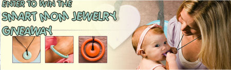 smart mom baby jewelry teething necklace logo giveaway