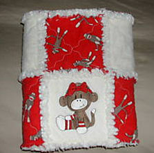 sock monkey baby rag quilt girl red crib