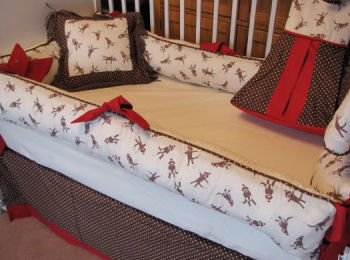 red brown cream white sock monkey baby bedding crib nursery set custom