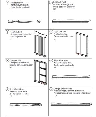 Storkcraft Portofino Crib Parts and Owner's Assembly Instructions Manual Diagram