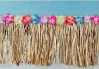 Raffia crib skirt in a tropical Hawaiian theme surf baby nursery