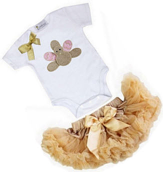 Brown and pink baby girl Thanksgiving turkey tutu dress outfit