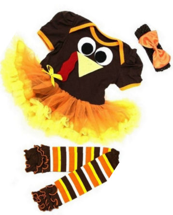 Baby girl brown and yellow Thanksgiving turkey tutu dress pettiskirt