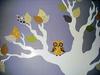 Tree Mural with Baby Owls Perched in the branches above the Baby's Crib