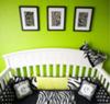 Carly's safari theme zebra print nursery bedding and wall decorations arrangement