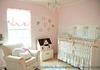 Ava's Rosy Pink and Khaki Nursery with a dollhouse and other vintage finds is a dream come true for a baby girl.