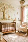 An Enchanted  Fantasy Nursery with a Fairy Princess and Woodland Creatures Wall Mural Painting 