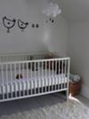 Simple Baby Boy's French Country Modern Nursery w Homemade Fabric Rain Cloud Crib Mobile & Hand Painted Baby Chicks 