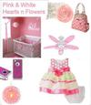 Inspiration and Decorating Ideas Board for a Hearts n Flowers Pink and White Baby Girl Nursery Room Theme