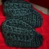 Crochet jingle bell Christmas elf baby booties crocheted w bulky super chunky Alpaca yarn