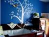 Navy Blue Lamb Baby Nursery Walls w Moth Tree Mural