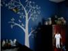 Three Dimensional (3D) Moth Tree Mural on a Midnight Blue Nursery Wall