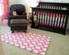 Baby Girl Pink and Brown Monkey Theme Nursery with Sock Monkeys, Owls and a Pink and White Polka Dot Nursery Rug
